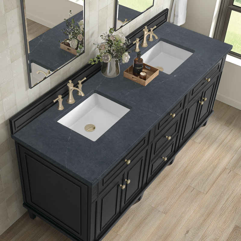 Lorelai 72'' W Double Vanity, Black Onyx, Charcoal Soapstone, 8" Widespread