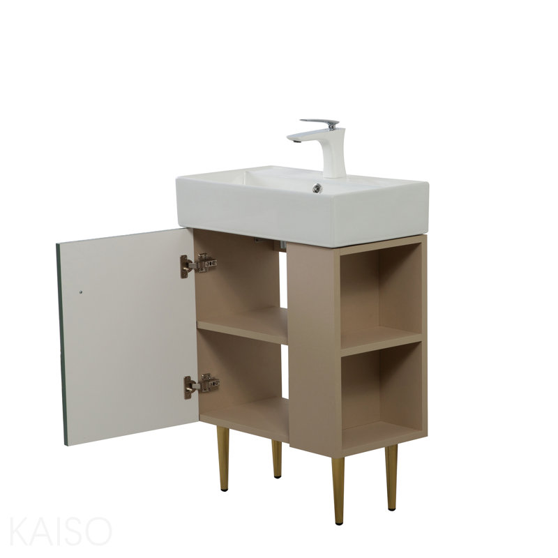 21.6" Vanity Base Only, Open Shelf On The Right, Green, Green