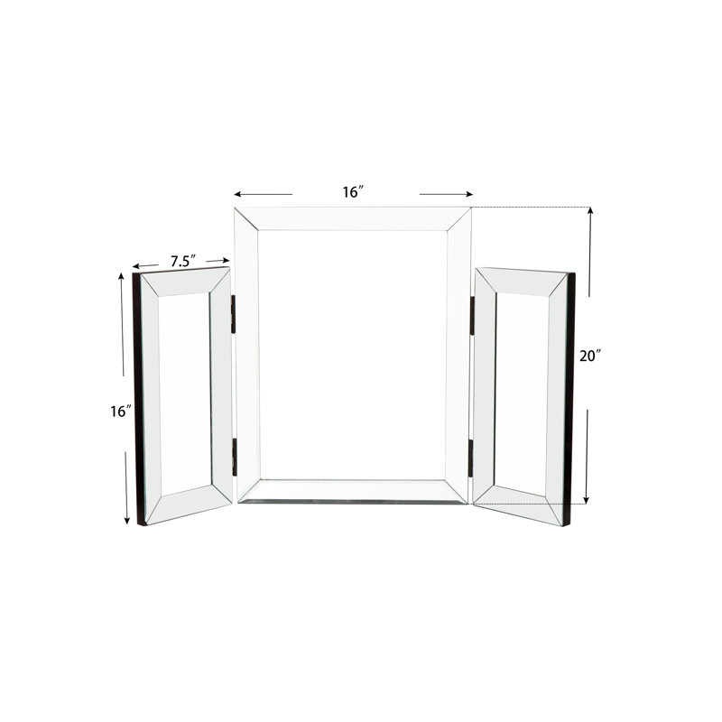 Miroir contemporain pliant rectangulaire, 31 po x 20 po, encadré, élégant pour la chambre à coucher, le salon, le vestibule, décoration murale 31 po x 20 po, conception murale moderne, construction, décoration adaptée