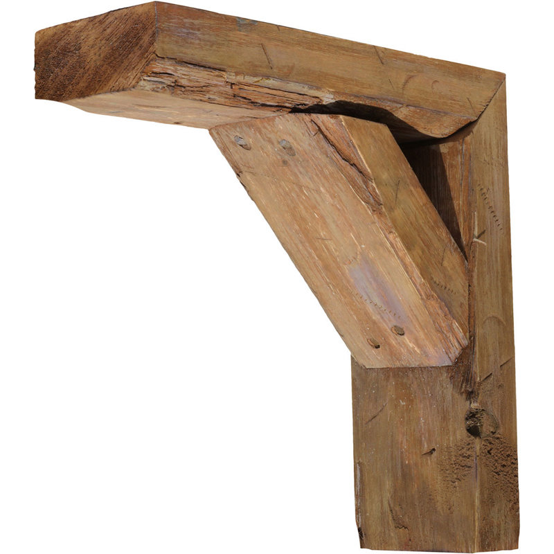 3 1/2"W x 8"D x 8"H Vintage Farmhouse Bracket, Barnwood Decor Collection, Weathered Brown, 8" H x 3.5" W x 8" D