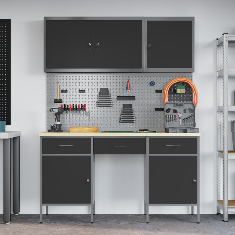 Work Cabinet with Drawer, Black
