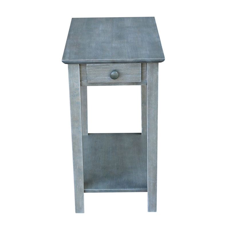 Sunbury Solid Wood End Table with Storage, Heather Gray-Antique Washed
