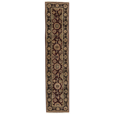 Manchuria Wool Oriental Area Rug in Black/Wine