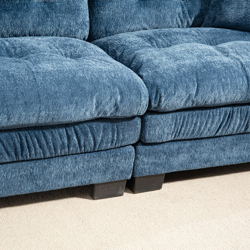 84" Chenille Upholstered Loveseat Sofa with Memory Foam Cushions and Pocketed Coil Springs, Blue