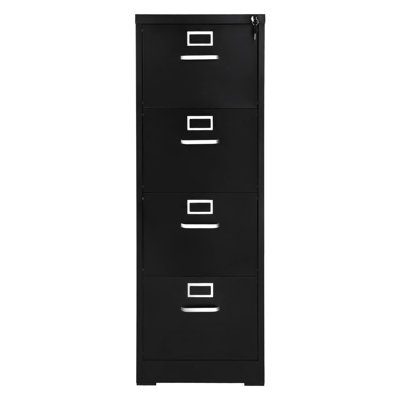 Classeur vertical à 4 tiroirs en métal, serrure et tringle de suspension amovible, pour format A4 / lettre / légal, classeur à tirette lisse avec serrure, classeur, noir, grand rangement, fonctionnement, assemblage facile