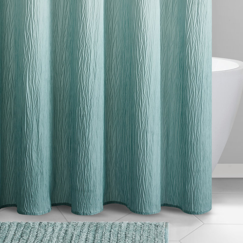 Aqua and White Ombre Polyester Fabric Shower Curtain, 72" x 72"