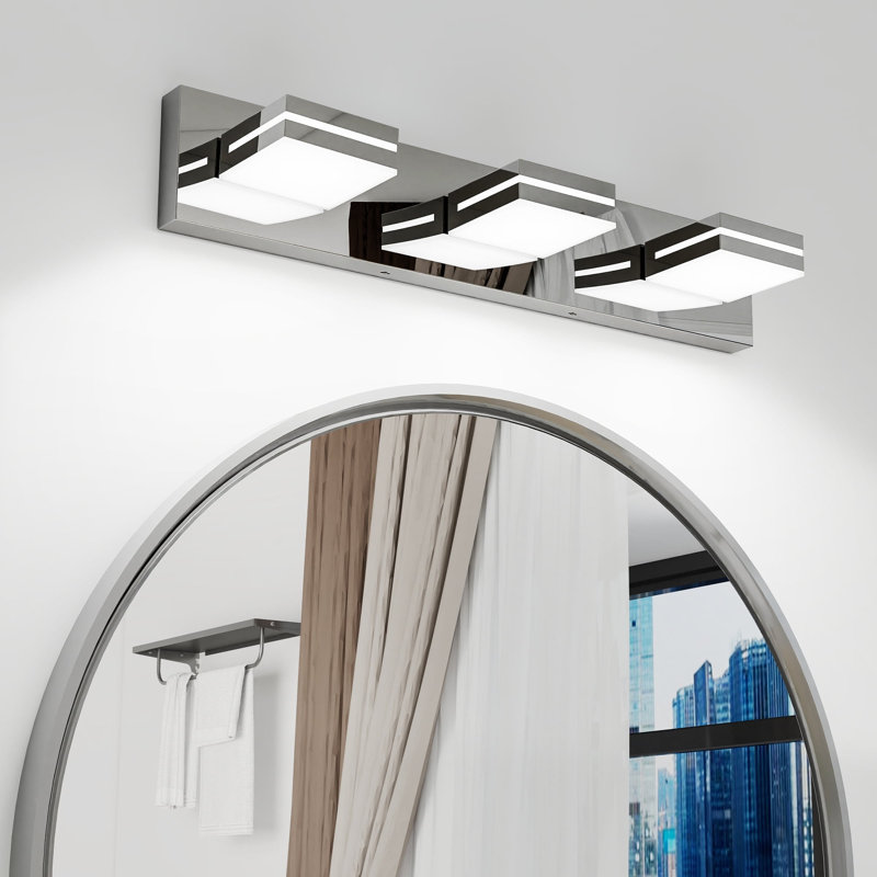 3 Light LED Bathroom Vanity Light Wall Mounted with Rotatable Heads Modern Metal Fixture – Chrome, 3 Lights, Chrome