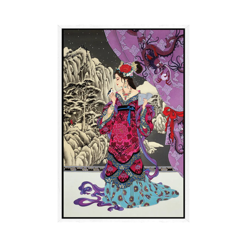 Black Jade - Painting on Canvas, 101.6 cm H x 66.04 cm W, White Framed