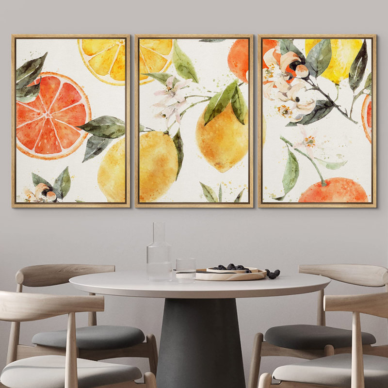 Pastel, citron, orange, agrumes, nourriture, cuisine, cuisson, illustrations, art moderne, décoration, Cadre naturel flottant