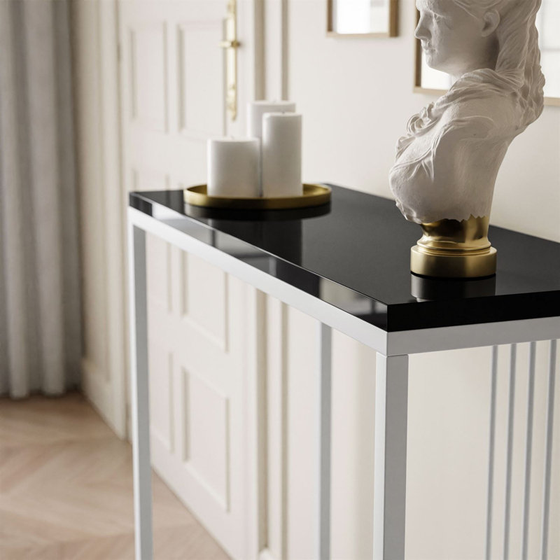 Heston Console Table, Black, White, 80cm H x 80cm W x 30cm D