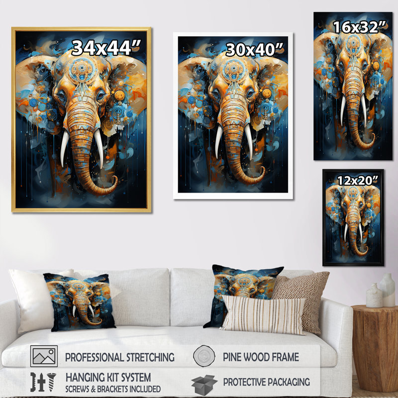 «Abstract Elephant Dreamscape Portrait II», reproduction sur toile, Toile tendue, H 20 po x l 12 po x P 1 po