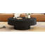 Table basse élégante à assemblage facile avec plateau de 6,8 po d'épaisseur, table de bout à tambour moderne, table centrale cannelée minimaliste avec base robuste pour le salon, 31,5 po x 31,5 po x 13,7 po-1113486600