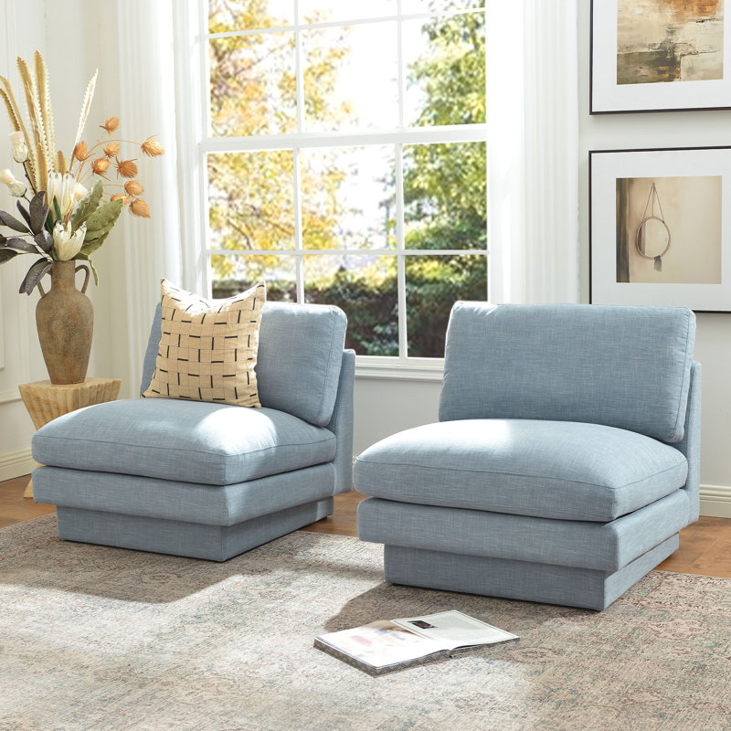 Fauteuil de chambre rembourré 34 po, Blue