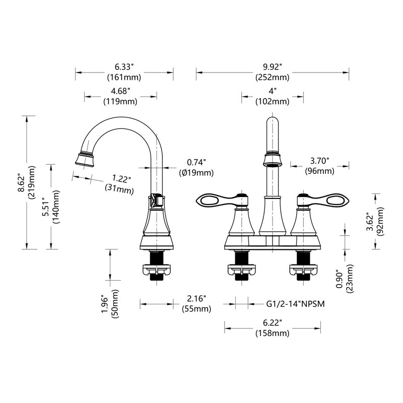 Robinet de salle de bain Centreset