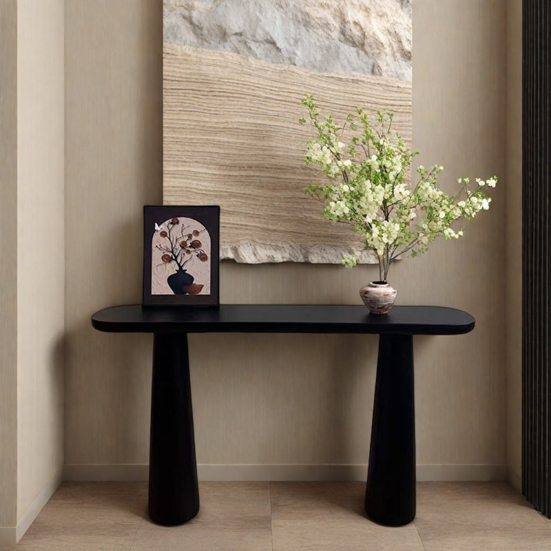 Console en bois massif noir, H 31,5 po x l 47,2 po x P 11,8 po