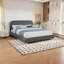 Lit rembourré à profil bas - Tissu molletonné au design minimaliste (grand lit)-662750752