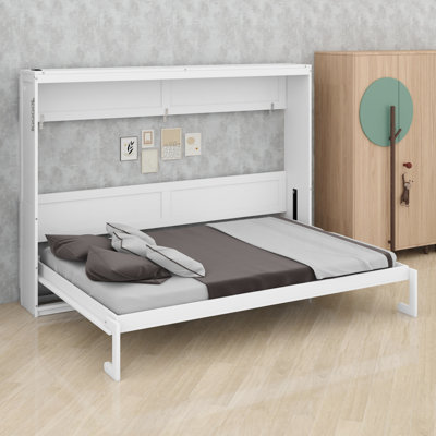 Contemporary Side-Folding Wall Bed with Trendy Pattern, Under Bed LED and USB Outlet