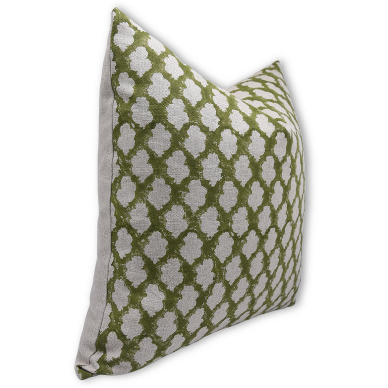 Hand Block Print Linen Cushion Cover, Decorative Floral Throw Pillowcase, 26X26 Fabric Sofa Pillow - BADAL, Square, 26" x 26"