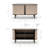 Willam Dark Stained Oak Sideboard TV Unit Japandi Mid-Century Credenza with Fabric Tambour Doors and Solid Wood Legs-1846449247