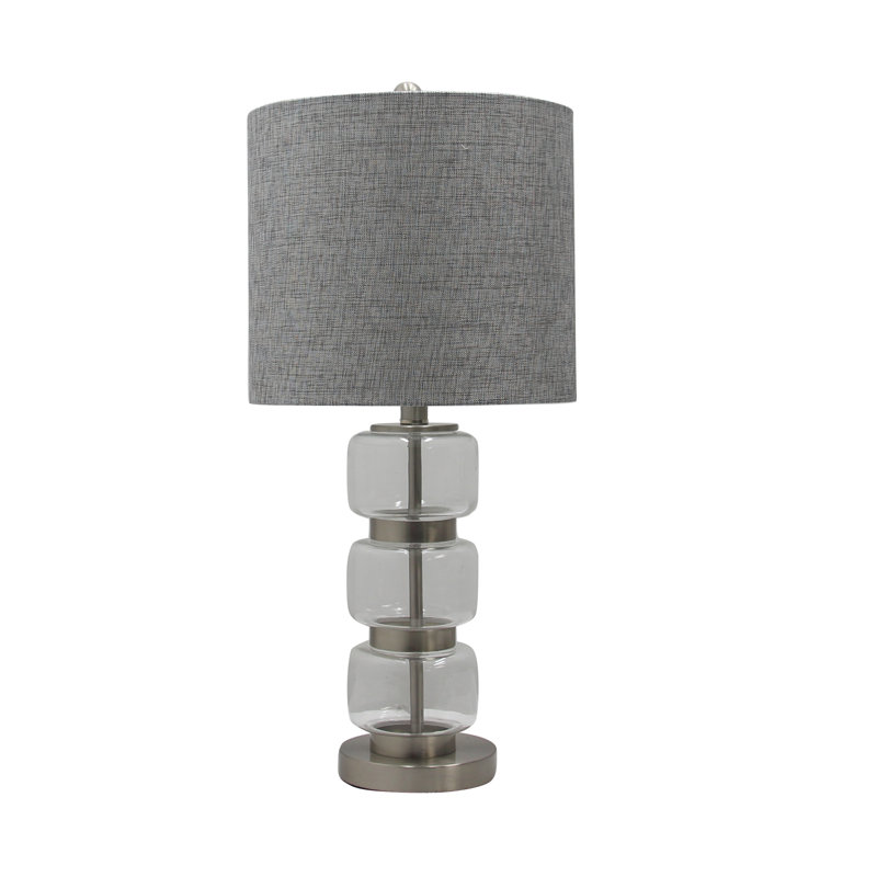 Rosati Table Lamp, Brushed Steel/Clear Glass