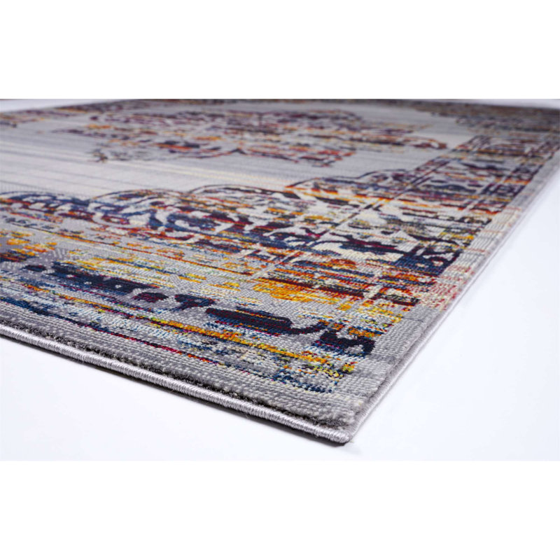 Tapis à motif oriental gris Runkle, Rectangle 5 pi 3 po x 7 pi 7 po