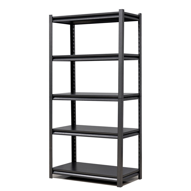 Black 4-Tier Heavy Duty Plastic Freestanding Storage Shelving Unit (48 in. W x 55 in. H x 20 in. D)