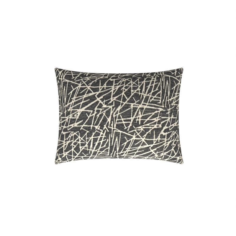 Coussin décoratif réversible en plumes abstraites, H 15 po x l 20 po, Gris