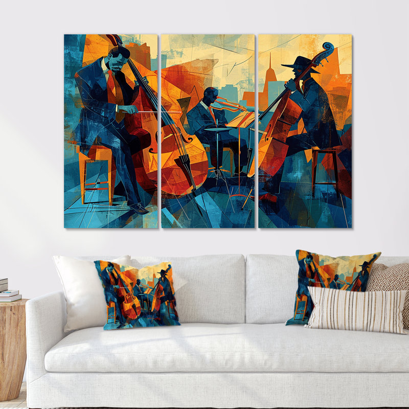 Miroir - ensemble d'art mural musicien, H 28 po x l 36 po x P 1 po, Toile tendue
