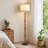 Bamboo-Inspired 62" Floor Lamp With Ivory Linen Shade And Rotary Switch, Includes LED Bulb
