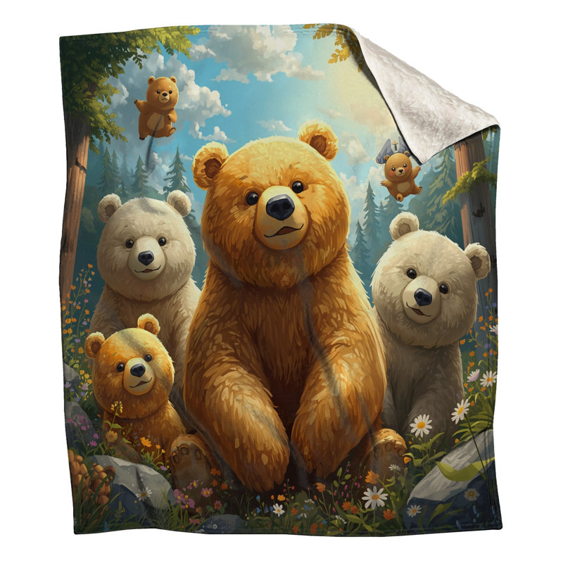 Jolies couvertures de la famille des ours, L 50 po x H 60 po