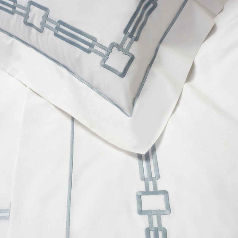 Retro Percale Flat Sheet, King Flat Sheet, Wilton Blue