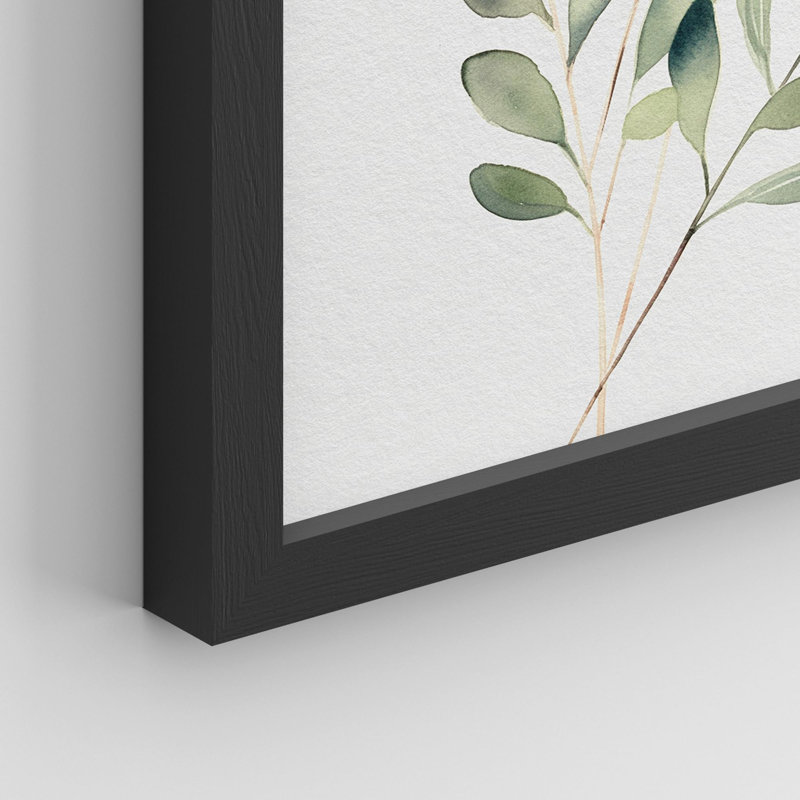 «Green Leaf Floral Botanical Plants», impression sur papier 4 pièces, Noir, H 10 po x l 8 po