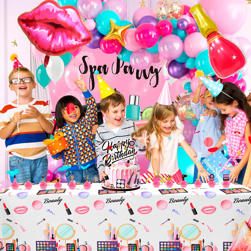 Décorations de fête d'anniversaire de maquillage, 101 pièces décorations de fête d'anniversaire spa