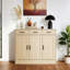Buffet en chêne de 43,3 po de largeur, armoire à café avec 3 tiroirs et 3 portes, buffet de cuisine pour le salon, cuisine-2106543704