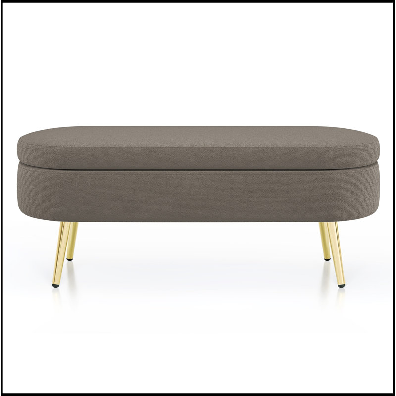 Banc de rangement ovale avec pieds en métal, Brown