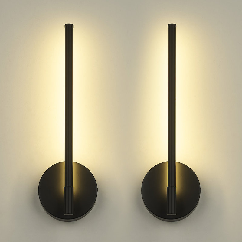 Modern Linear Integrated LED Matte Black Vanity Light (set of 2),3000K Warm Light Damp Rated for Bathroom, Hallway, Entryway