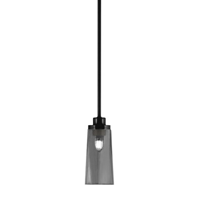 Suspension Alirra Mini, noir mat, verre fumé bullé de 12,7 cm