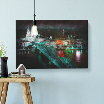 Cologne Skyline Painting - Wrapped Canvas