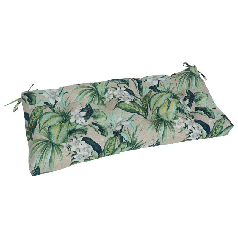 Outdoor 5'' Loveseat Seat Cushion, Beige/Green Floral