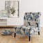 Fauteuil de chambre bleu et blanc à motif floral exotique - Fauteuil de chambre rembourré