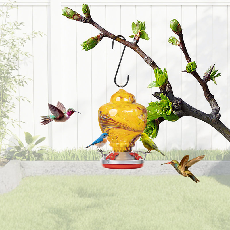 Mangeoire à suspendre en verre pour colibris, Orange