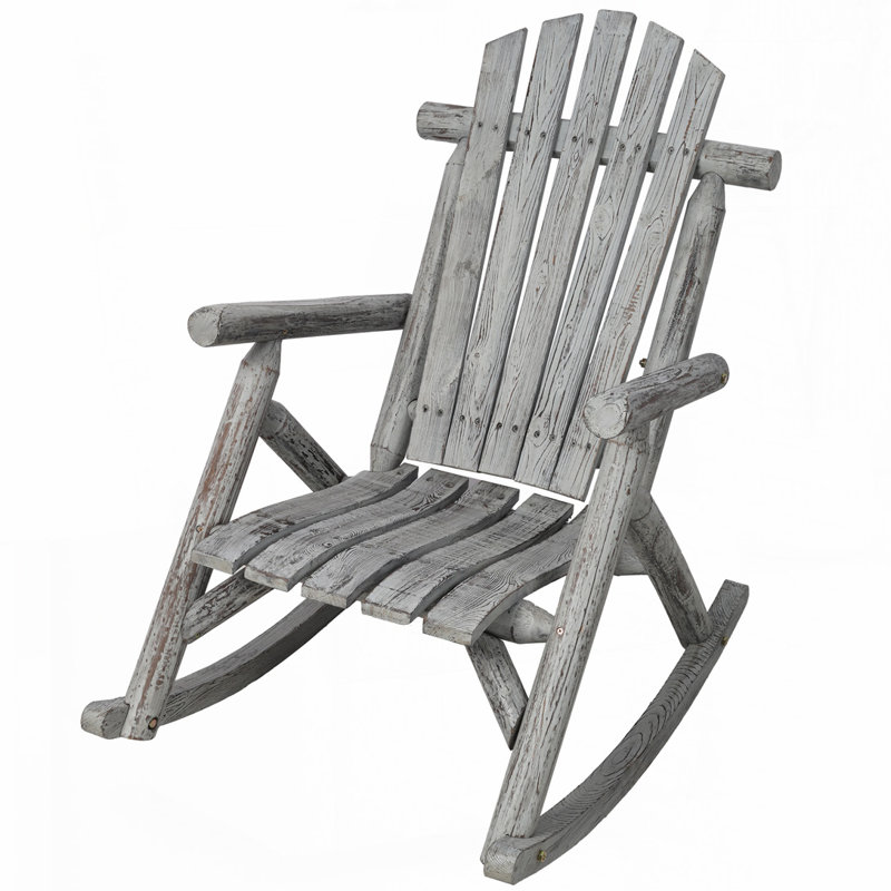 Chaise berçante en bois, Gris clair