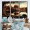 «Lake Reflecting of Beautiful Autumn Mountains VI - Landscape Cottage», ensemble d'art mural sur toile