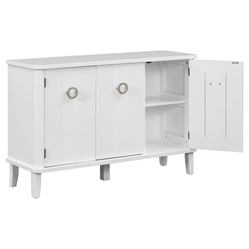 Armoire simple et simple en placage de bois massif Fraxinus Mandschuric avec trois portes massives en acacia, réglables, convenant pour les bureaux, les couloirs et les entrées.