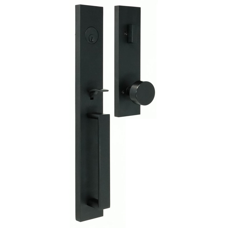 Ensemble de poignées avec pêne dormant, porte transitionnelle et rosette, Noir mat