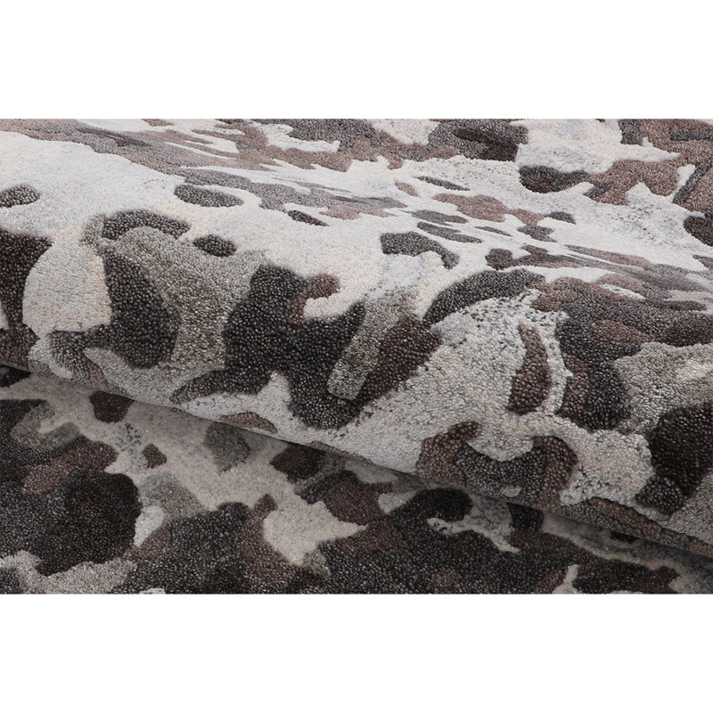 Hand Woven Wool Abstract Area Rug, Rectangle 3'10" x 5'11"