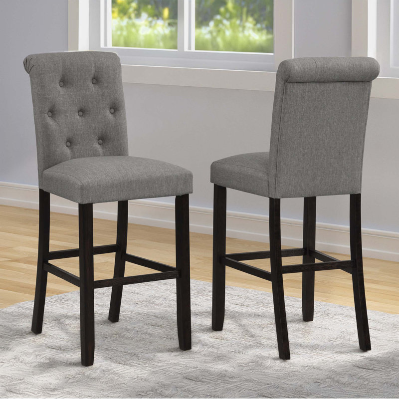 Tabouret de comptoir Caprisha, Gris, Noir, Tabouret de bar (siège d'une hauteur de 29,7 po)