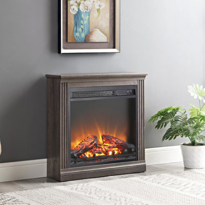 Foyer électrique encastrable 23 po, radiateur mince avec ensemble de bûches et flamme réaliste, télécommande avec minuterie, protection contre la surchauffe