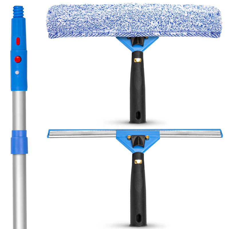 Ensemble de lavage de vitres Pro avec raclette, laveuse et mât télescopique de 6 pi, L 72 po x l 14 po x P 1 po