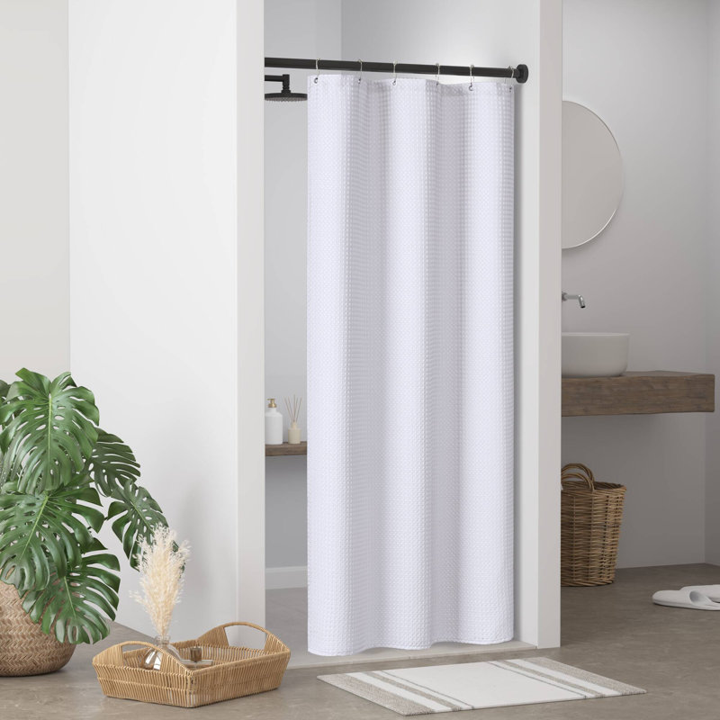 Rideau de douche Arbor Waffle, L 36 po x L 72 po, Blanc
